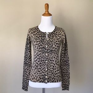 J. Crew Cheetah Print Merino Cardigan